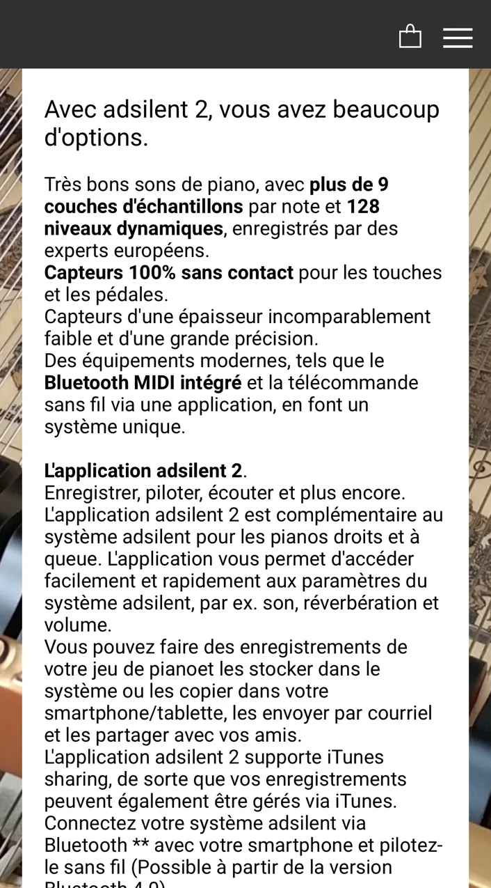 Fonctions de l'application adsilent 2